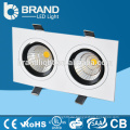 China Hersteller 18w Einstellbarer Grad Zwei Köpfe Quadrat Vertiefte 2 * 9W LED Downlight